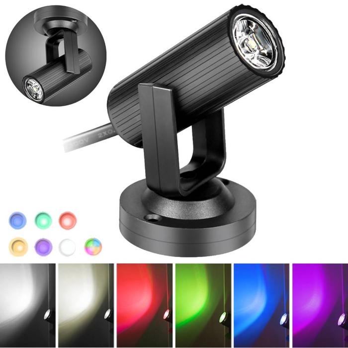 RGB 1W Led Stage Spotlight Lightweight Portable Lamp 360 Degree Soft
