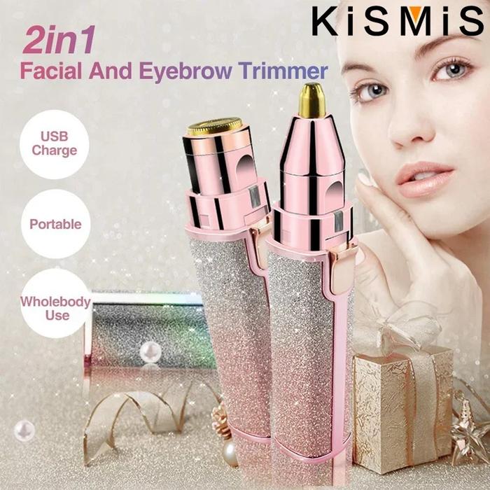 KISMIS 2In1 Portable Lipstick Shaver Electric Eyebrow Trimmer Mini Razor Eyebrow Trimming Pen Epilat