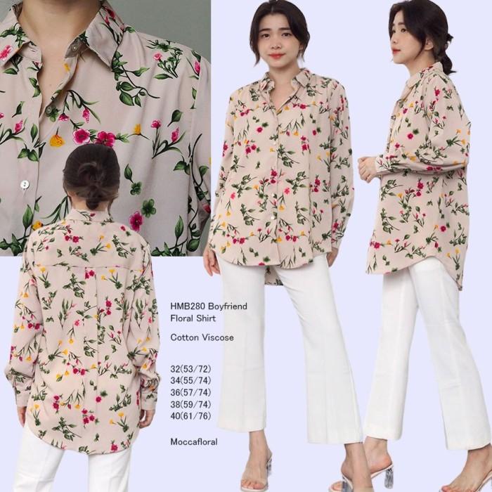 HM 279 HM 280 BOYFRIEND FLORAL SHIRT Baju Atasan Kemeja Wanita Branded