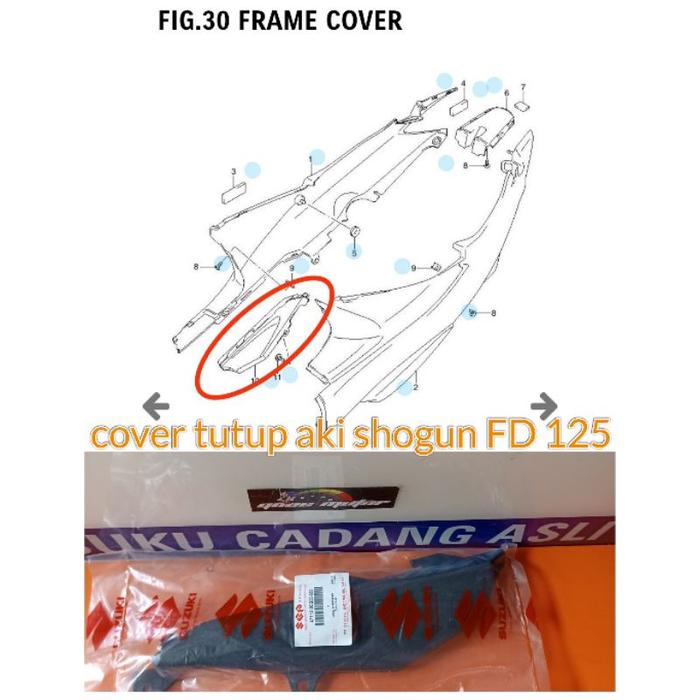 Cover tutup aki bodi kanan SHOGUN 125 R /FD/SP original sgp
