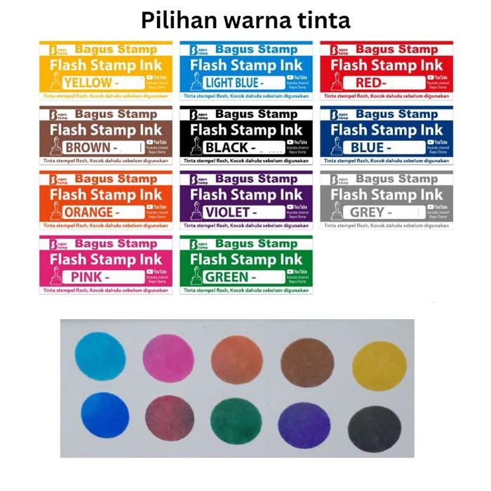 Tinta Stempel Flash Otomatis TERPROOF Gagang Merah 5ml 5cc 100ml 100cc - Hijau, 5 ml