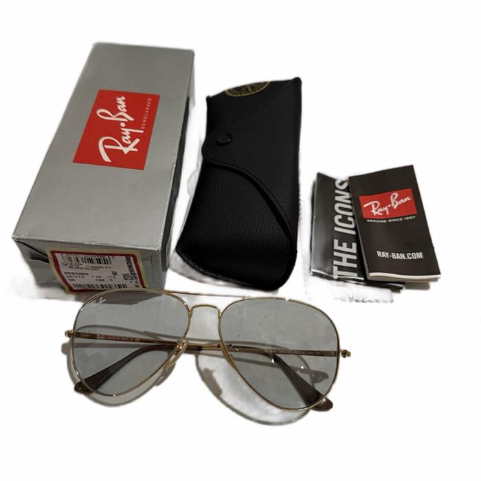 Kacamata Rayban Aviator RB3689 Polished Gold with Light Blue Lenses Original
