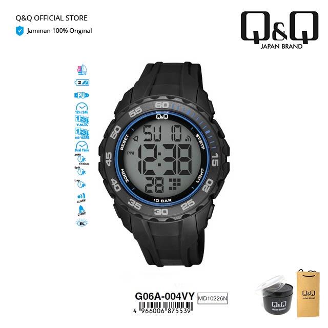 Watch Q&Q Qnq Qq Original Arloji Jam Tangan Pria Digital Rubber Karet - G06 G06A Water Resist 10 Bar