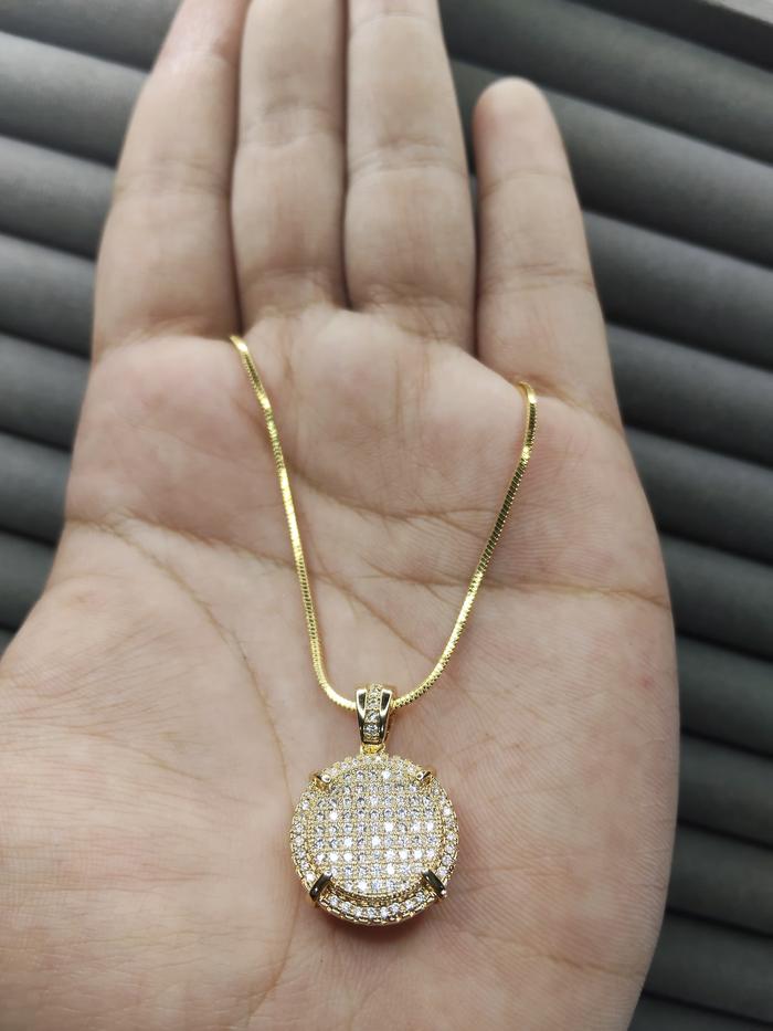kalung lapis emas liontin bulat