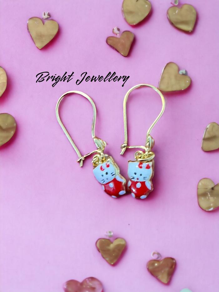 Anting anak anak model hellokitty setengah gram - emas muda