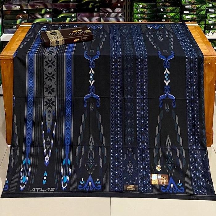 Sarung Atlas Idaman Harmoni Kembang Original 555 Sarung Tenun Pria Motif BHS seri SJE Hitam
