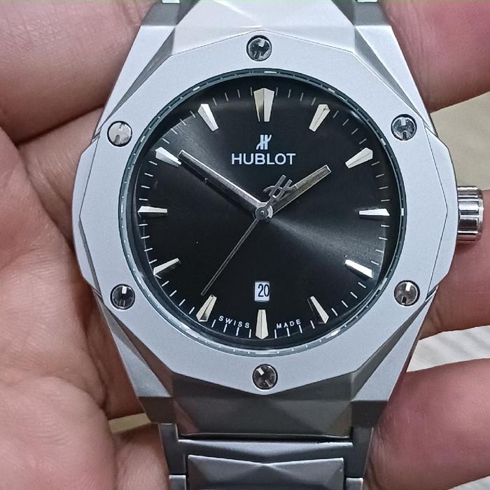 jam hublot rantai dove silver baterai super