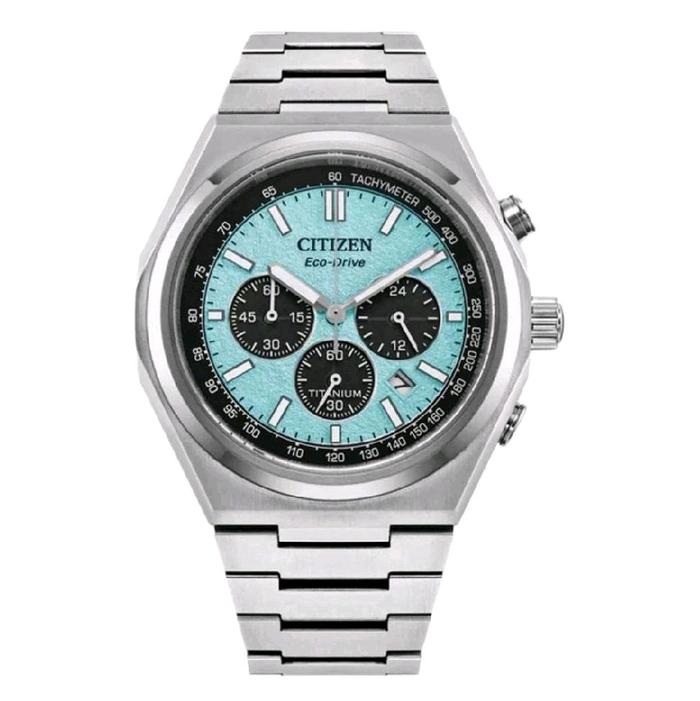 Jam Tangan Citizen Eco Drive CA4610-85M Forza Super Titanium Chronograph Baby Blue Dial