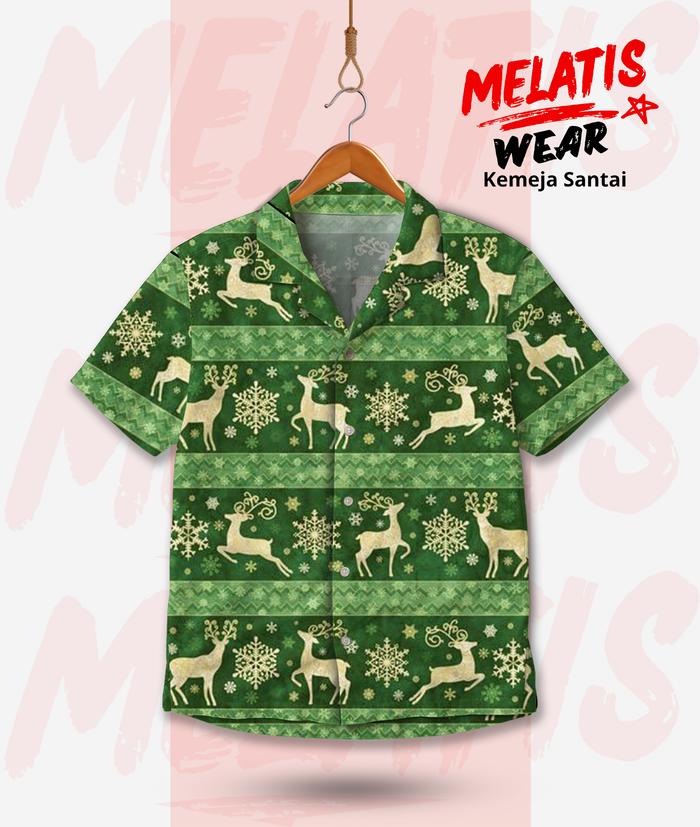 MELATIS WEAR Kemeja Christmas Rusa Salju – Kemeja Natal Pria/Unisex Motif Ugly Sweater | MW-182