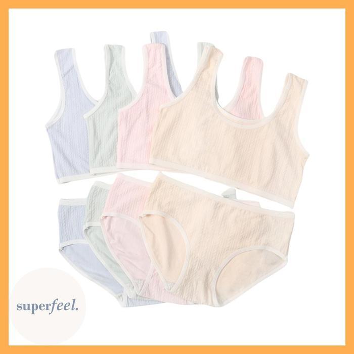 PREMIUM SFL SATU SET MINISET ANAK BAHAN KATUN ADEM LEMBUT ANTI GATAL CELANA DALAM DAN BRA CD KOLOR B