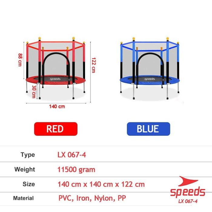 SPEEDS Trampolin 55" 140cm mainan anak Lompat Trampolin Jump Matras Fitness 067-4