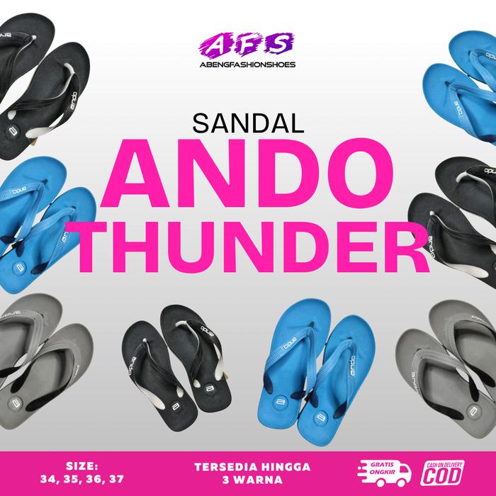 AFS - Ando Thunder Sandal Jepit Anak Ukuran 34-37 – Sandal Anak Nyaman & Ringan, Cocok untuk Aktivit