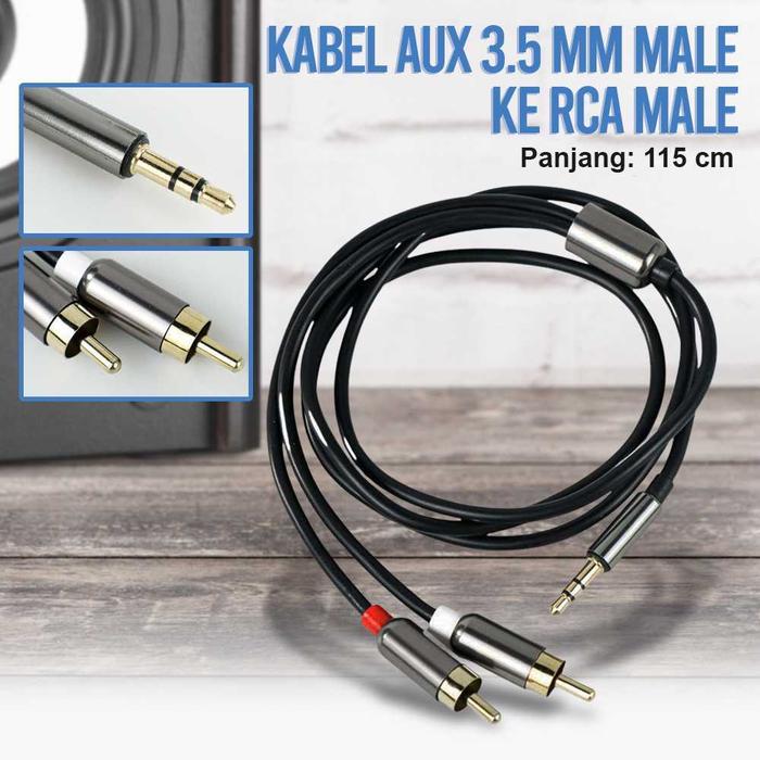 FONKEN Kabel AUX to RCA Kabel Audio Jack 3.5mm to RCA Speaker AUX Male to RCA Male 115cm Jack RCA 1