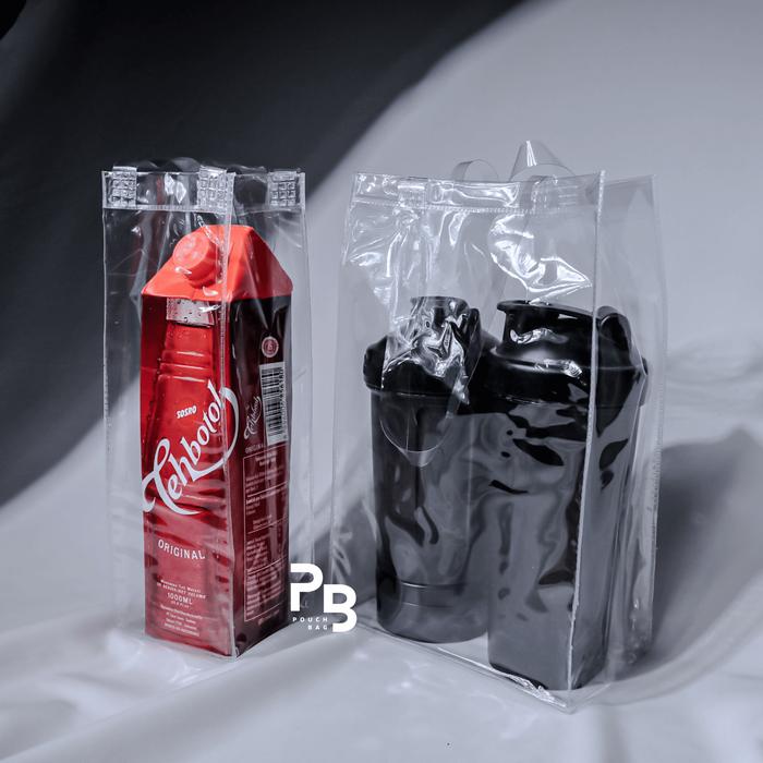 0.25 TAS KANTONG TOTE BAG PLASTIK MIKA PVC TEBAL BENING SUPER TRANSPARANT GOODIEBAG HAMPERS SOUVENIR