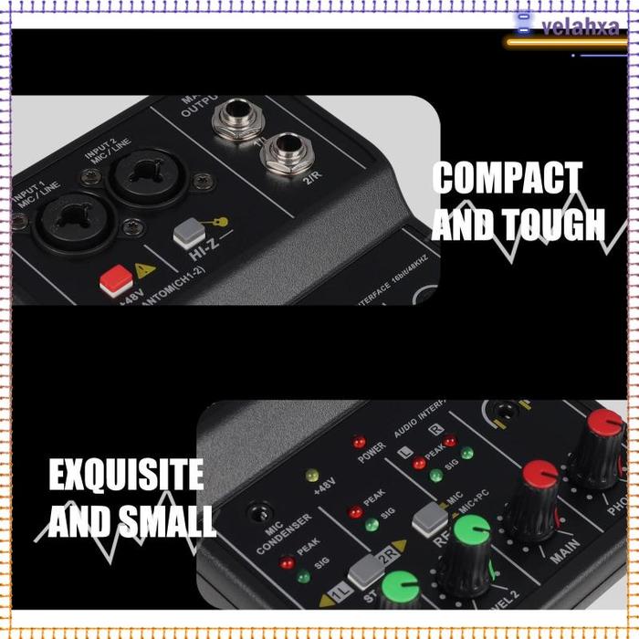 [Velahxa] Antarmuka Audio USB, Mixer Audio, 2channel Dengan Daya 48V,