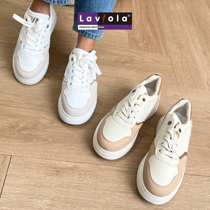 Laviola 4591 LSB - Sepatu Sneakers Casual Wanita Grey dan Pink Shoes