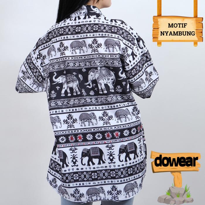 DOWEAR BAJU KEMEJA MOTIF LAKI LAKI PEREMPUAN FULL PRINT PRINTING KEMEJA VINTAGE GAJAH THAILAND 905
