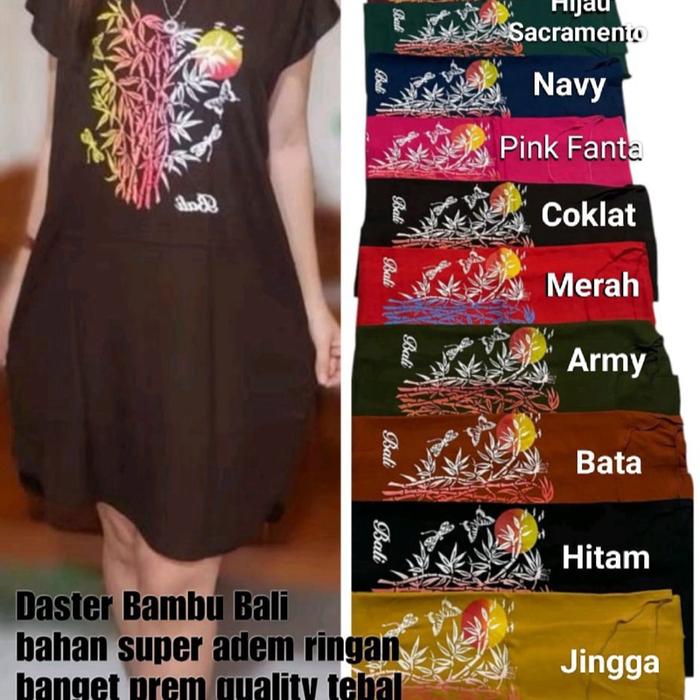 Daster Bambu Bali bahan super adem ringan bahan prem quality tebal Size XL ld110cm Panjang 92cm Dres