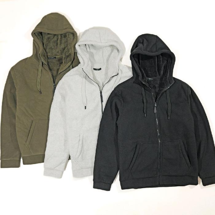 Hoodie Sherpa TOPTEN Korea | Jaket Fleece Tebal Hangat | Outer Zip Up Pria Wanita Unisex Zipper Swea