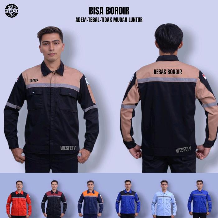 HITAM COKLAT - Workware & Uniform Atasan Baju seragam kerja Lengan panjang Wearpack Safety k3 Bahan 
