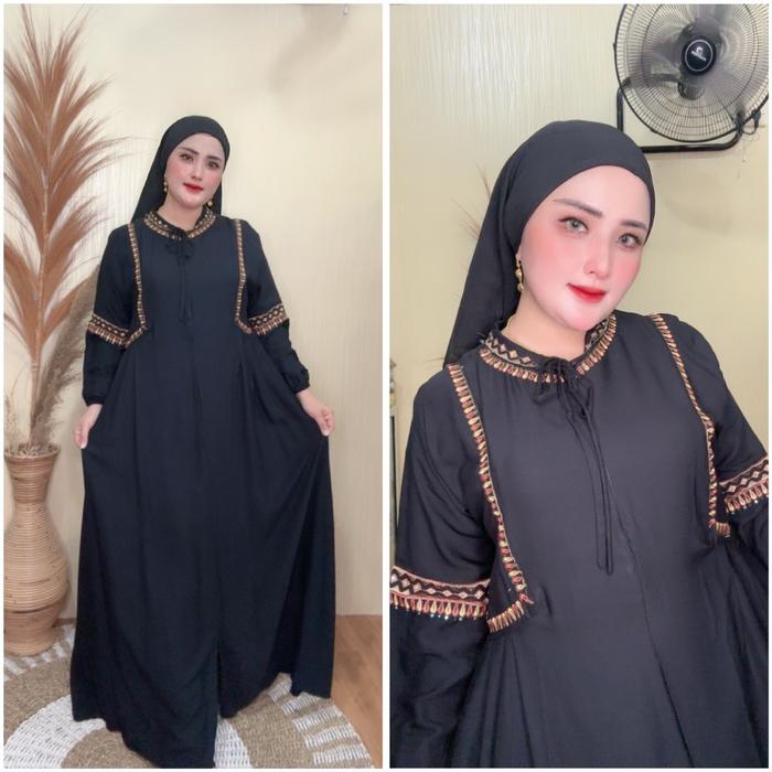 gamis hikmat kw  bhn katun rayon premium bordil timbul ada resliting (busui) free jilbab segi 4 ld.1