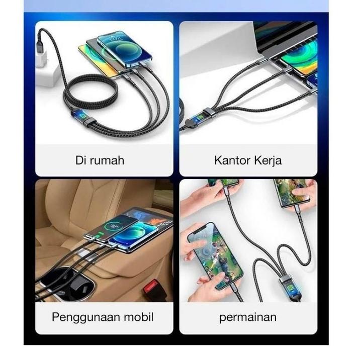 Kabel Data Fast Charging - Kabel Data Charger 3In1 For Iphone Samsung Oppo Vivo Dll - Tda-218