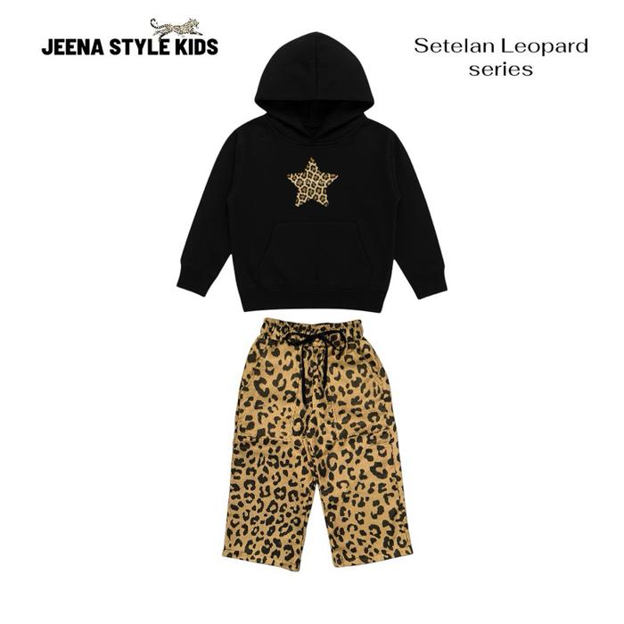 Jeena Style Kids Setelan Hoodie Boxxy Anak Casual 5-13 Tahun Leopard Series Bahan Lembut Nyaman untu