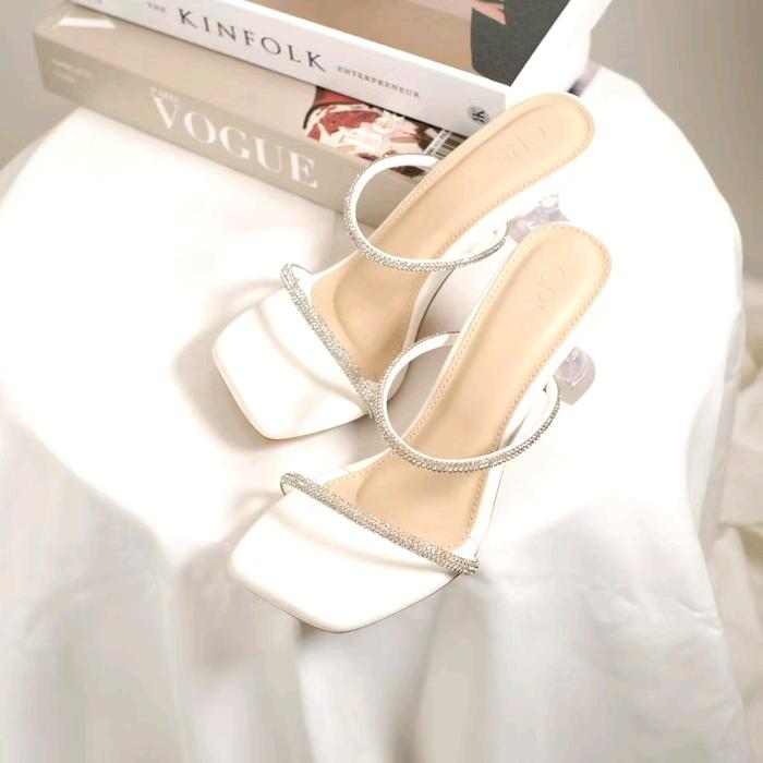 Sendal Kaylan Hak Kaca 7 CM - Sandal Wanita Termurah Terbaru dengan Hak Tinggi - Heels, Shoes Hitam