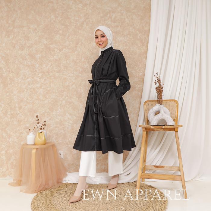 Savannah Tunik Wanita Polos Lengan Panjang / Midi Dress Wanita
