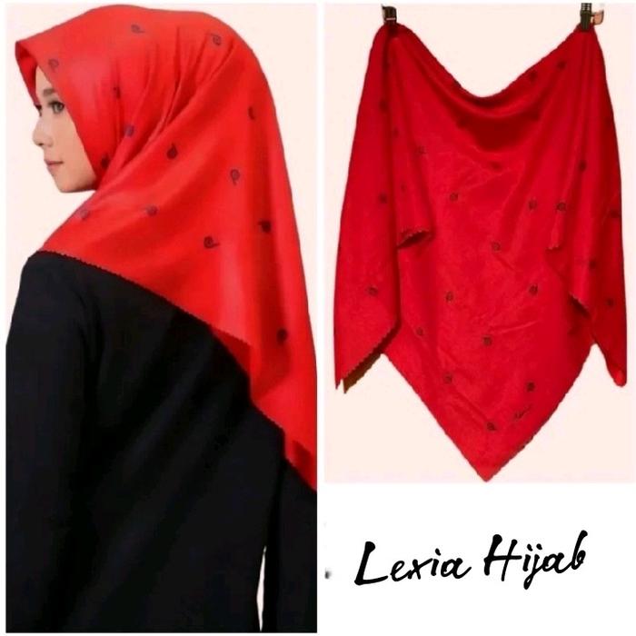 hijab segiempat motif voal prmeium denay (hijab merah cabe) TERBARU!!