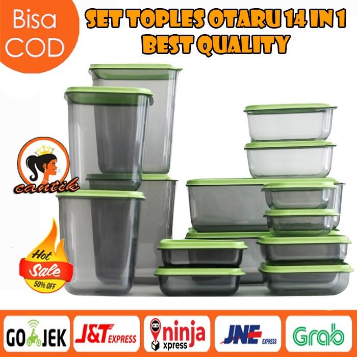 HC Toples Plastik Premium Otaru 14pcs Box Kotak Penyimpanan Bumbu / Toples Otaru Kue Snack Makanan i