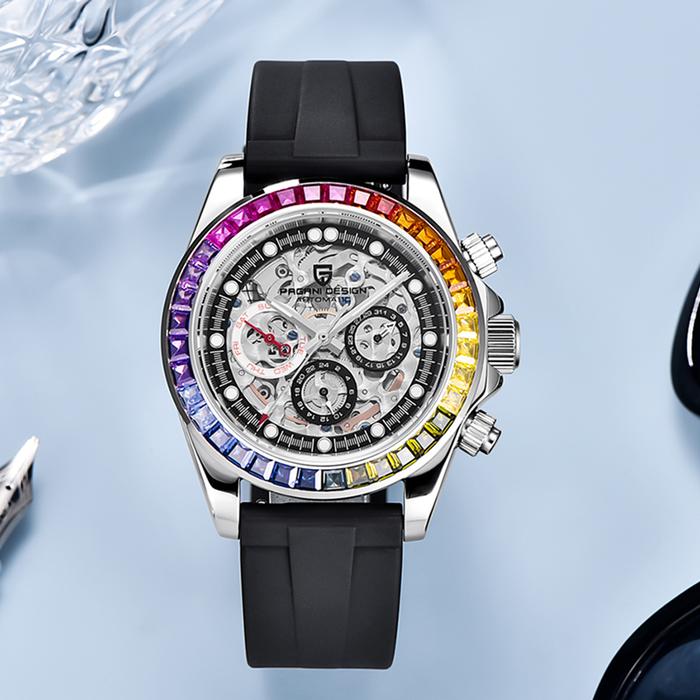 PAGANI DESIGN Top Luxury Brand Mechanical Automatic Watch Men Ceramic Bezel Rainbow Business Waterpr