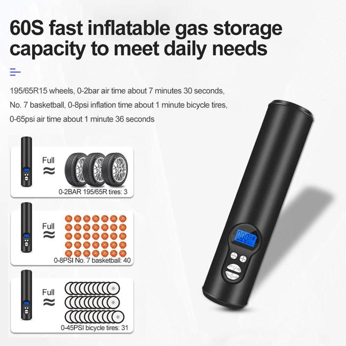 Portable Air Compressor Nirkabel Mini Inflatable Listrik Pompa Ban