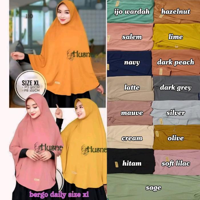 bergo daily jersey jumbo daily xl husna / bergo jumbo husna / husna hijab