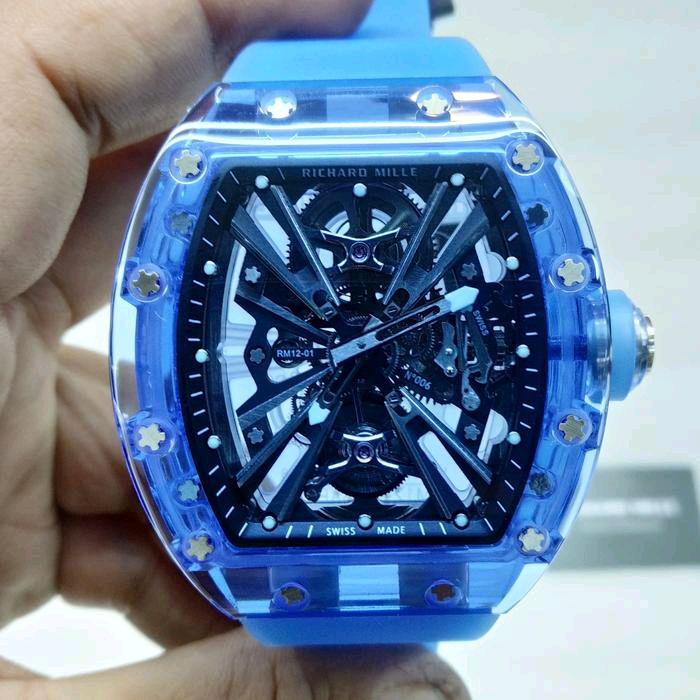 Jam tangan RM Automatic Swiss Tourbillon RM 12-01 Blue Sapphire Skeleton
