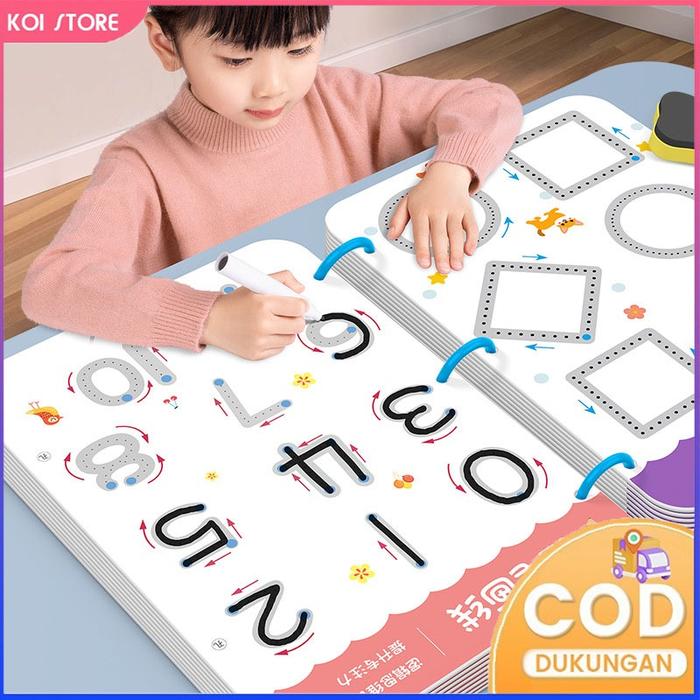 KOI STORE 48/64/136 Upgraded Page Magical Tracing Workbook Reusable Dot To Dot Wipe And Clean Book M
