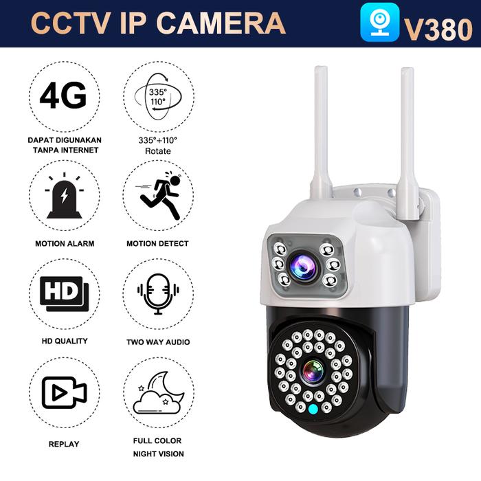 V380 Pro Waterproof 16MP Kamera CCTV Outdoor Dual Lens Berwarna Full ColorVu
