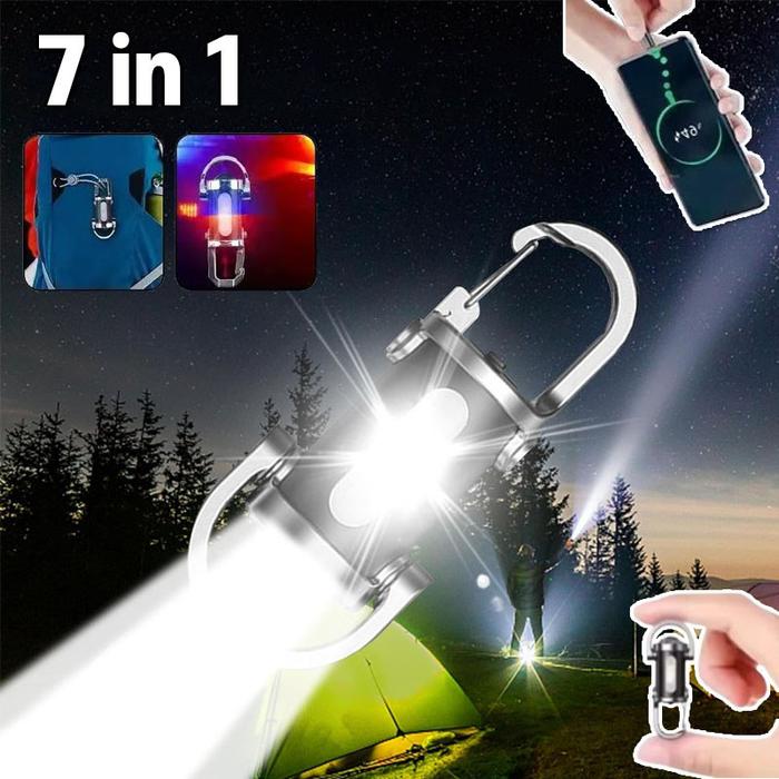7 in 1 terproof/super Br ht Mini Lampu Gantungan Kunci Multifungsi Lampu Led Senter Serba a Senter P