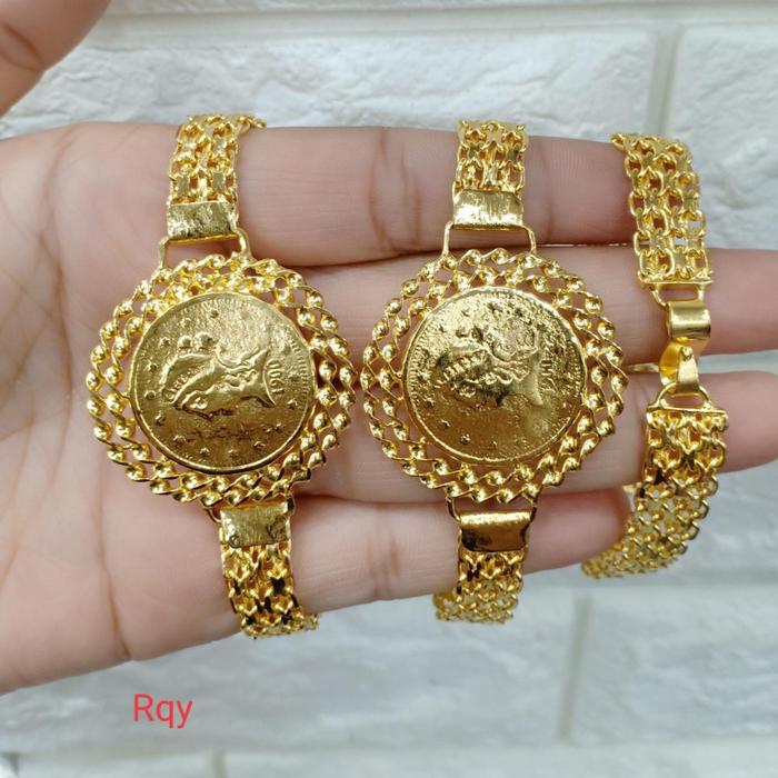 Gelang koin dolar replika emas asli