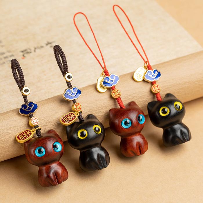 Ebony Cute Anime Cat Keychain for Women Men Mobile Phone Bag Chain