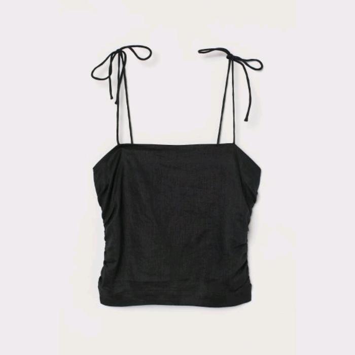 HnM Draped Strappy Camisole Tank Top Original Cotton Casual Plain Floral Striped Black White - Black