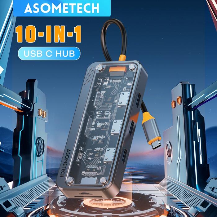 ASOMETECH 10 in 1 Dock Station USB C Hub PD 100W Type C USB 3.0 to
