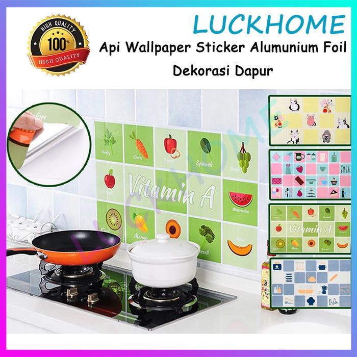 Wall Stiker Dinding Dapur Anti Minyak Api Wallpaper Sticker Alumunium Foil Dekorasi Dapur Wallpaper
