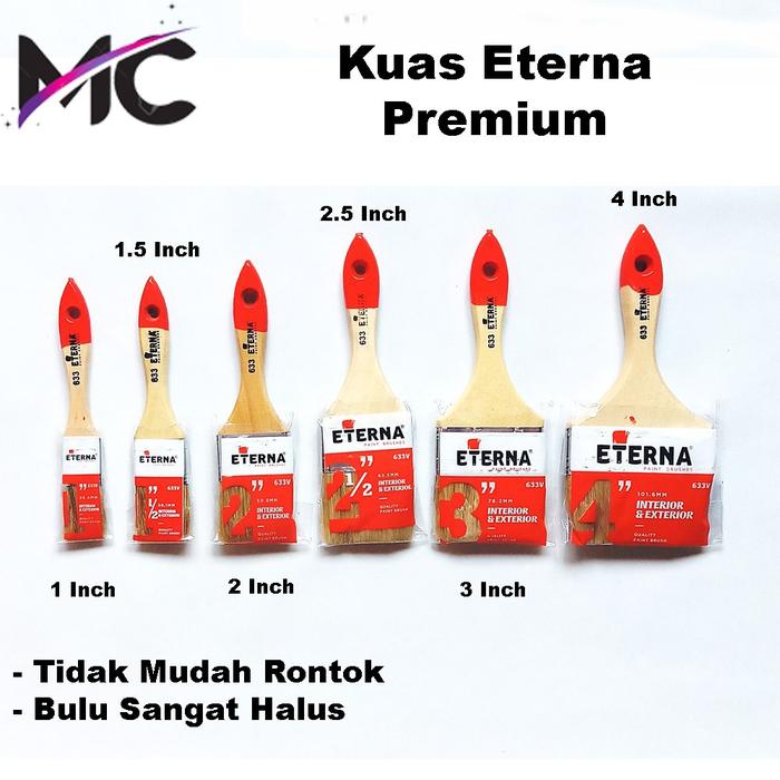 Kuas Cat 1inch 1 5inch 2inch 2 5inch 3inch 4inch Eterna Asli Tembok Dinding Plafon Gypsum GRC dll
