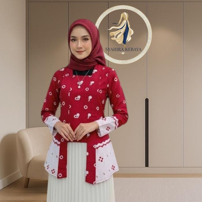 Syahira Kebaya Atasan Kebaya Jumputan Kutu Baru Wanita Model Gadis Kretek Batik Kain Katun Dress Pan