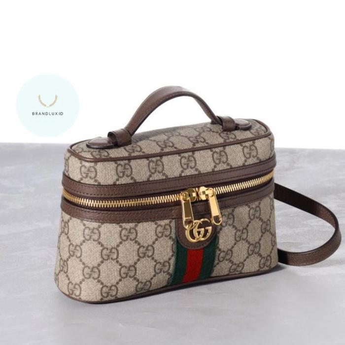 GUCCI SUPER MINI OPHIDIA TOP HANDLE SHOULDER BAG IN BEIGE/BROWN GG SUPREME CANVAS