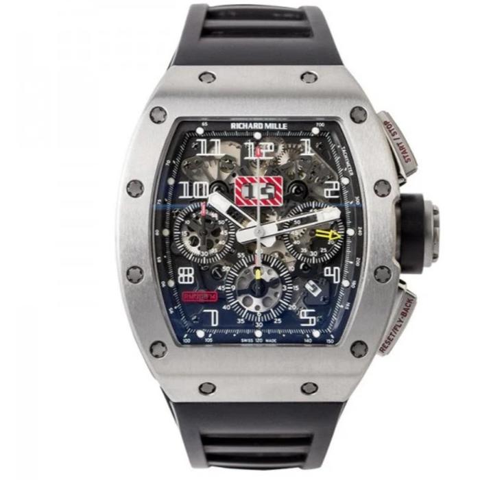 BLACKWINGSRM11FILIPEMASA TITTANIUM CASE BLACK RUBBER STRAP AUTOMATIC JAM TANGAN PRIA RM11-03