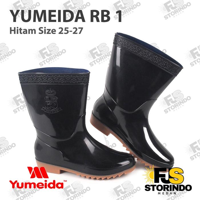 Sepatu Boot Pendek Yumeida RB 1 Hitam Boots Karet Lokal Anti Air & Slip Nyaman Ringan Kontruksi Meda