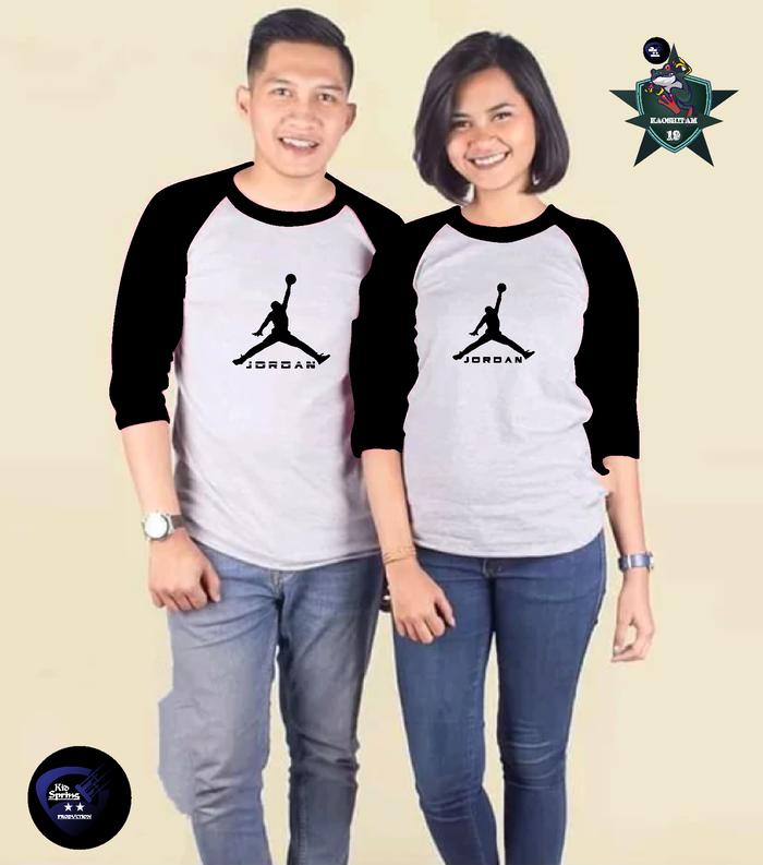 Kaos [HARGA PAKET 2pcs] reglan couple lengan 3/4 dan lengan panjang BISA COD Jordan RAGLAN baju pasa