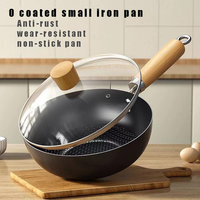 Iron Wok Uncoated Traditional 24cm Carbon Steel Wok Non-stick Pan